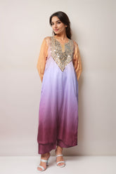 Burgundy Bloom Satin Value Added Kurta Set